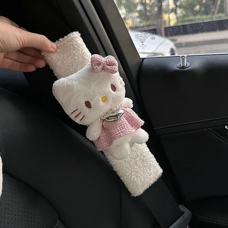 

Sanrio Hello Kitty Cute Car Seat Belt Cover Kawaii Puppy Auto Seat Belt Shoulder Pad Decoration Couple Car Interior Accessories