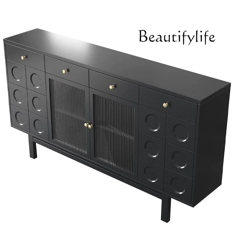 

French Ancient Style Sideboard Cabinet Simple Modern Cream Style Black Partition Decoration Side Cabinet