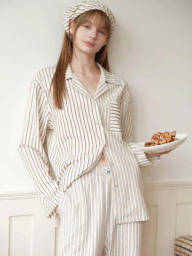 Xu Jiasha RooMance Women's Striped Cotton Pajamas Home Clothes Sleepwear Outerwear Suitable Spring Summer Autumn Winter