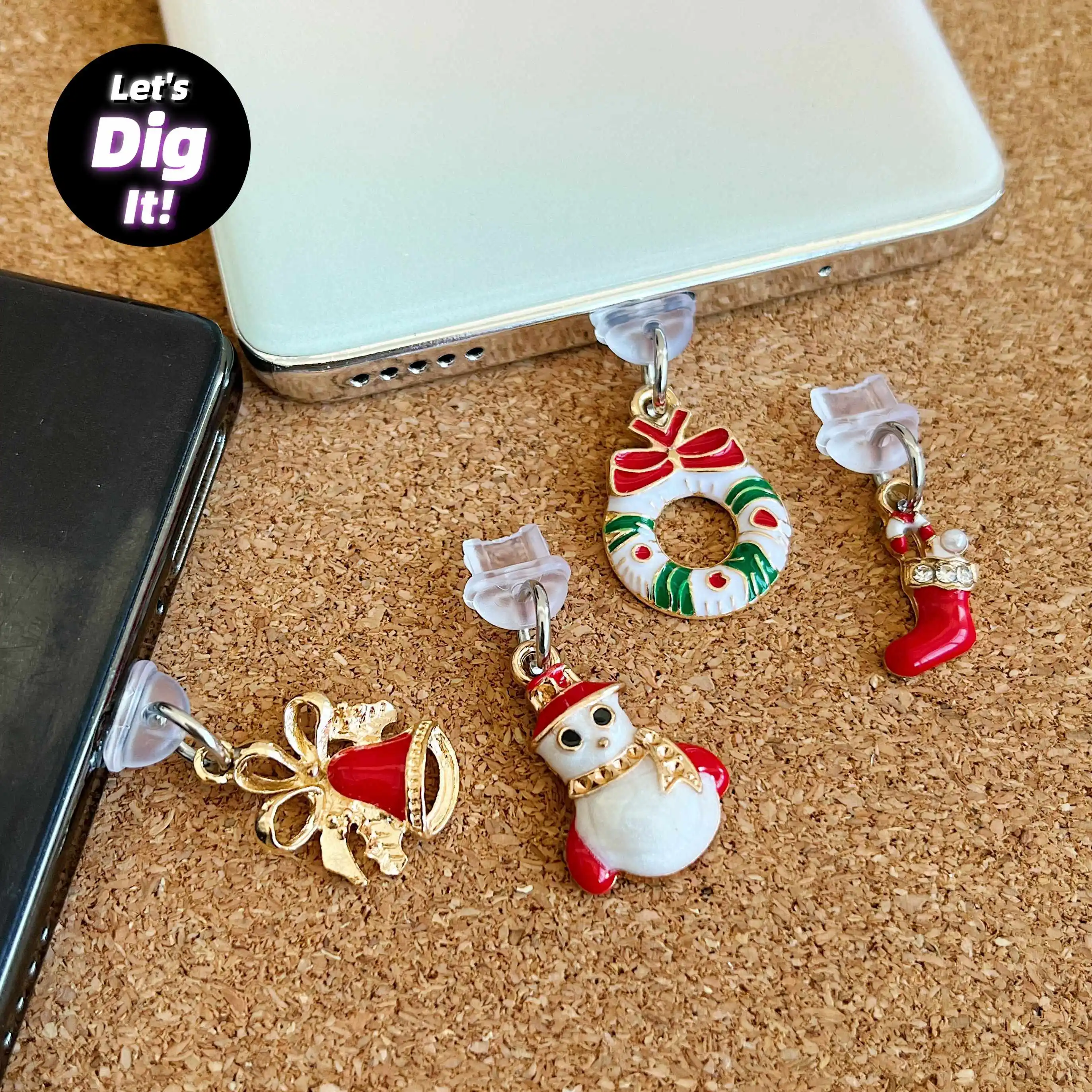 Phone Dust Plug for Redmi for Samsung Type-C Interface Cute Christmas Decorative Accessories Accessories Universal Dust Plug