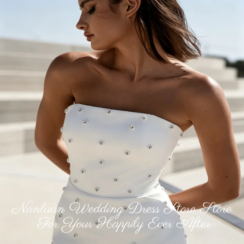 26 Styles Strapless Matte Satin Mermaid Wedding Dress Full Backless Chapel Train Bridal Gown Vestidos de Novia Customized