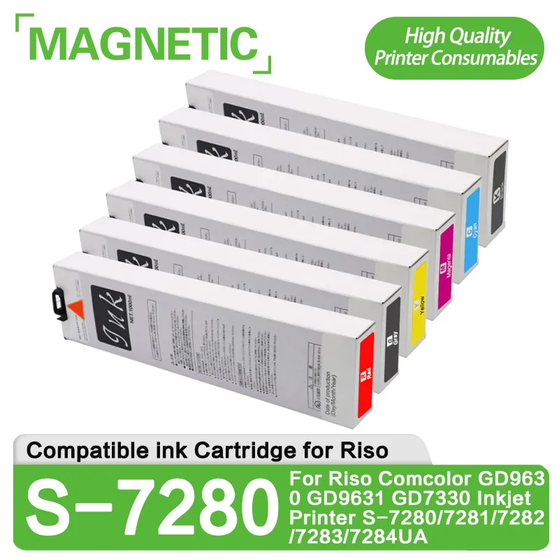 Compatible Ink Cartridge For Riso Comcolor GD9630 GD9631 GD7330 Inkjet Printer S-7280/7281/7282/7283/7284UA (5 Color Optinal)