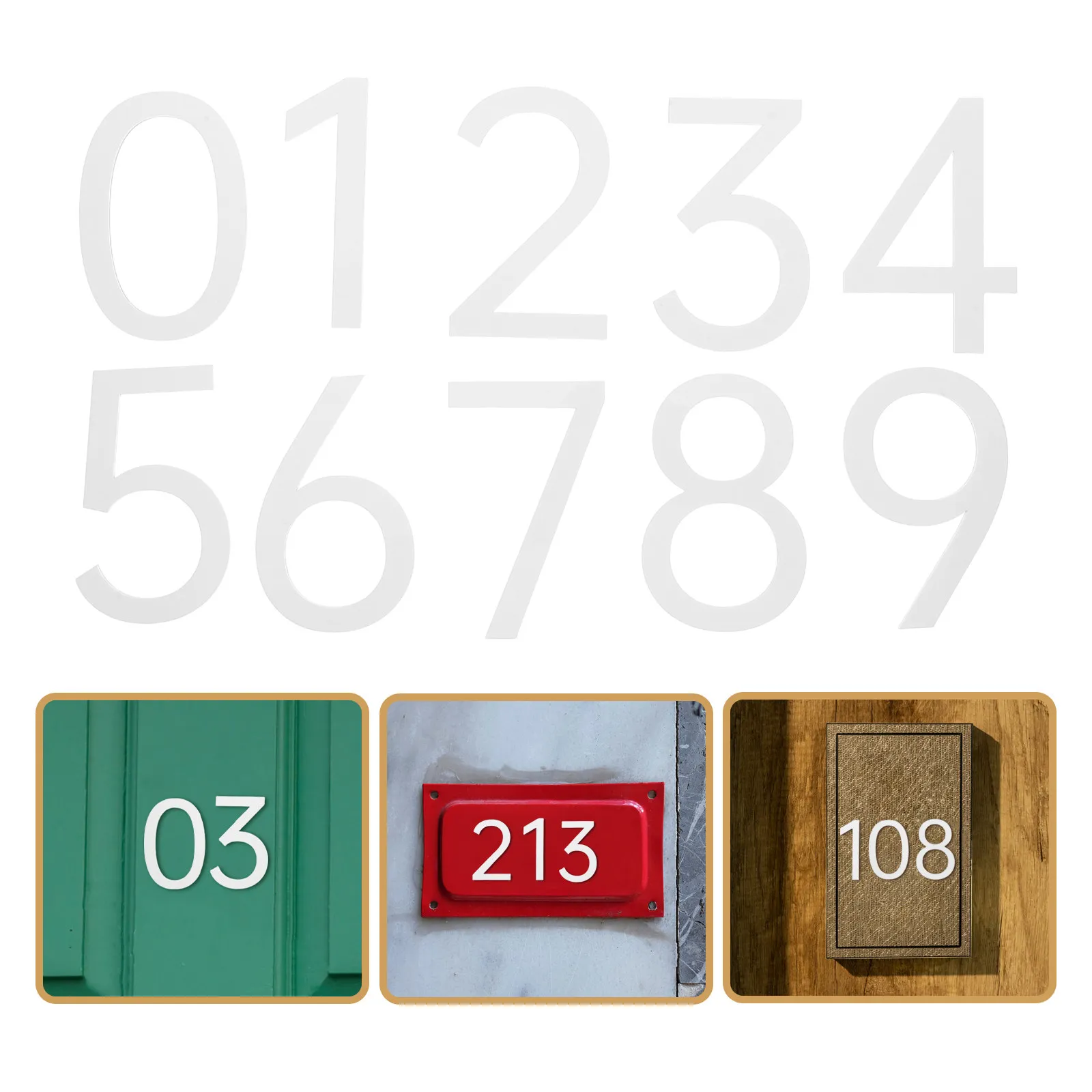 10Pcs Modern Acrylic Numbers 0-9 Space Saving 3D Number Signs Wear Resistant Non Fading for Front Door Office Apartment