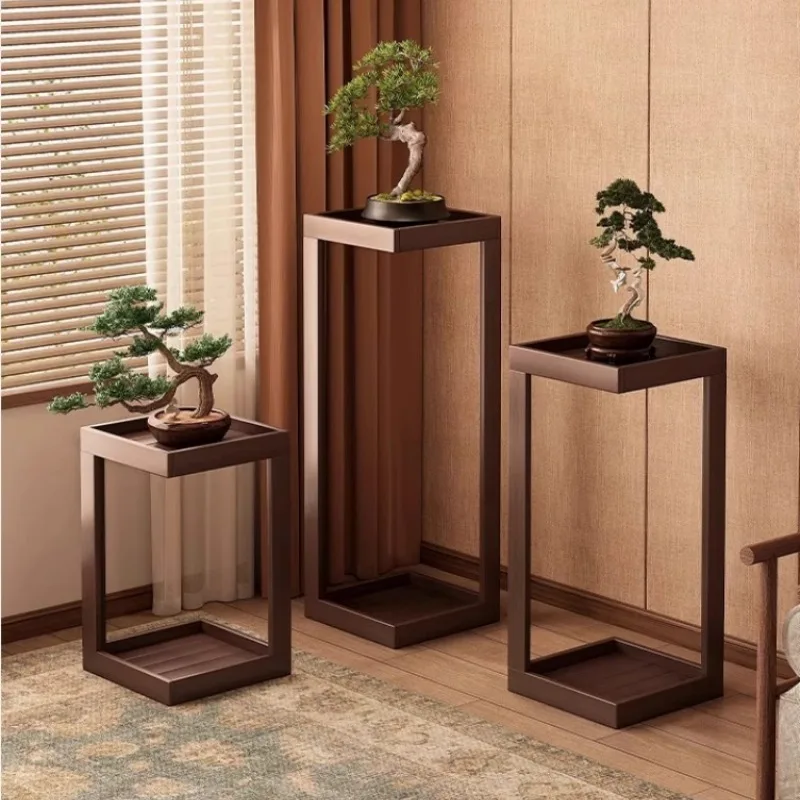 Flower shelf Living room Floor-to-ceiling shelf Nanzhu Chinese flower pot Plant placement Indoor display stand Balcony flower image 2