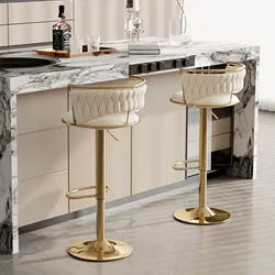 Sgabello da Bar moderno da 2 pezzi con schienale, sgabelli da Bar piccoli regolabili in altezza, tessitura in velluto e sgabello da bancone in metallo