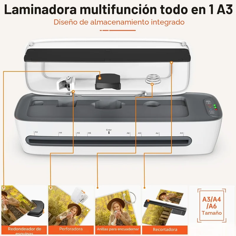 A3 Laminator Machine 13 Inch 6 in 1 Hot and Cold Thermal Laminating Machine with Paper Trimmer Corner Rounder 60s Fast Warm