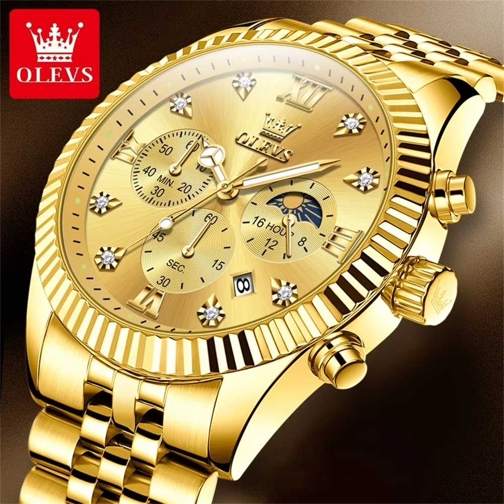 OLEVS high Quality Men Watch Stainless Steel Fashion Business Waterproof Watches for Men Top Brand Original Men\'s Wrist Watches