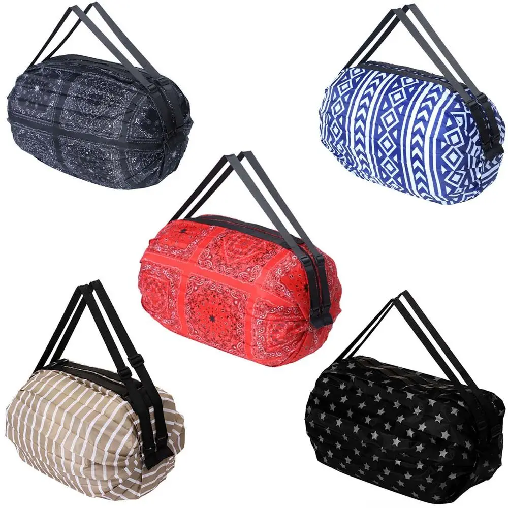 Sac de rangement d'épicerie en nylon polyester de grande capacité, sac de rangement de supermarché, sac de voyage, sac de shopping pliant, sac de camping