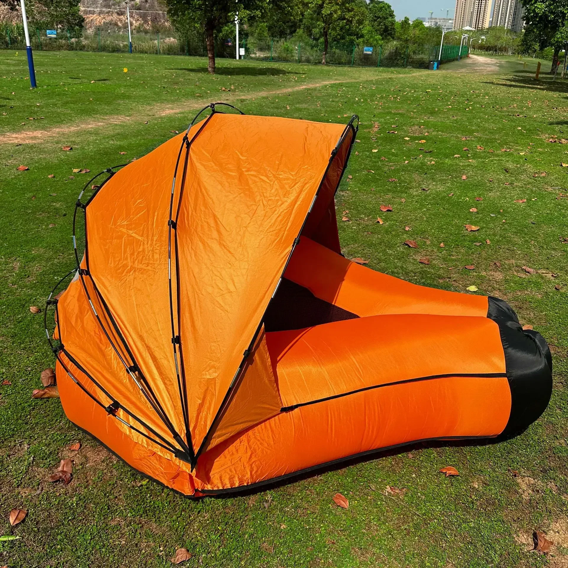 Camping Accessories Inflatable Sofa with Canopy Island Inflatable Lawn Bed Camping Island with Sunshade, Inflatable Lazy Bed