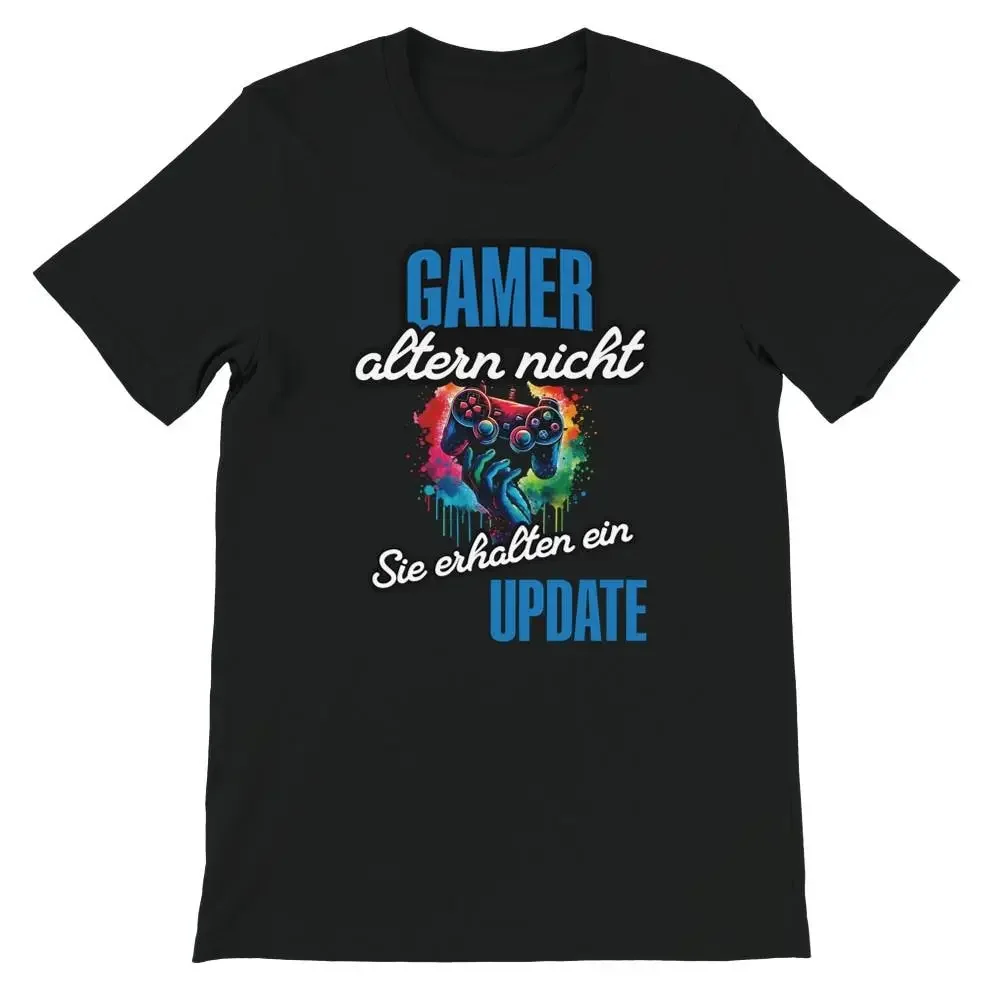 Gamer T Shirt Funny saying Gamers don age they get updates Gaming for Retro Nerd