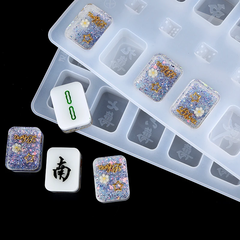 DIY Mahjong Silicone Mold Crystal Epoxy Resin Uv Clay Soap Mould Dried Flower Resin Decorative DIY Handmade Jewelry Making