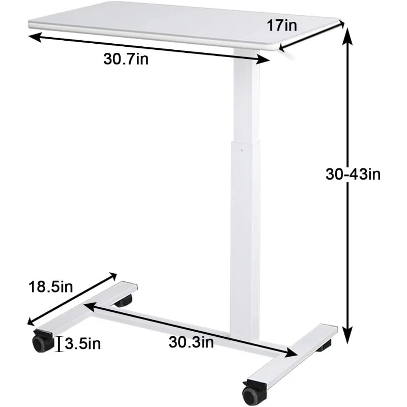 Overbed Table,Bed Desk,Hospital Bedside Table,Pneumatic Mobile Laptop Computer Standing Desk Cart with Tray(Natural)