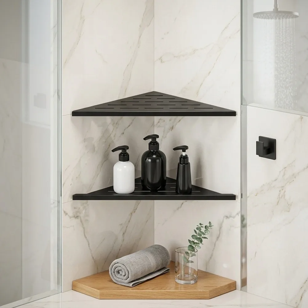 Stainless Steel Holder Corner Shower Shelves For Daily Shower Use 304 Grade Stainless Steel Quick Drainage Groove