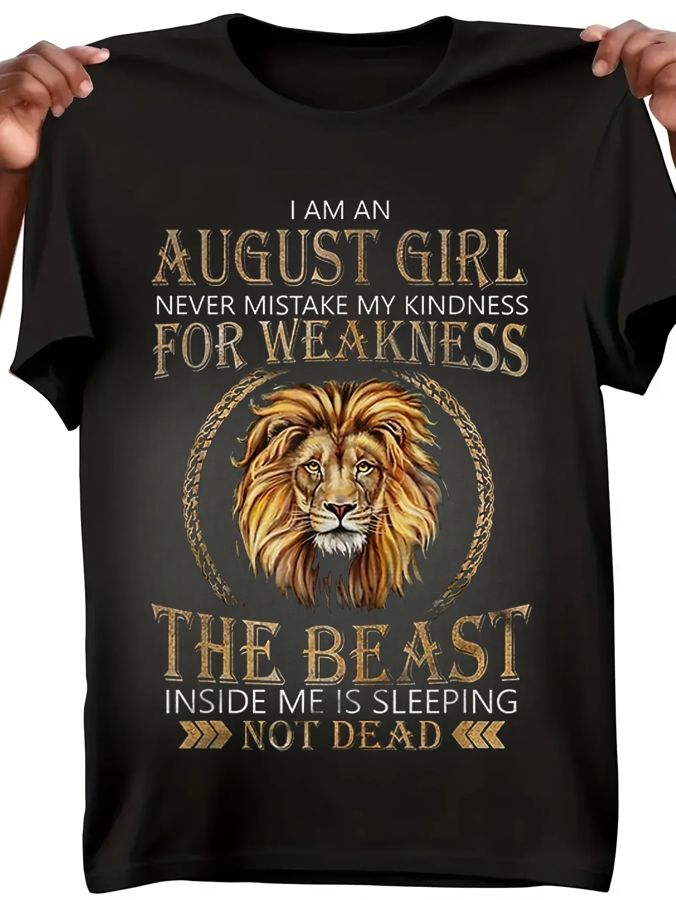 

Women's Black Graphic T-Shirt - Bold Lioness Quote Tee Soft Breathable Cotton Shirt for Everyday & Party Outfits - Funny Strong