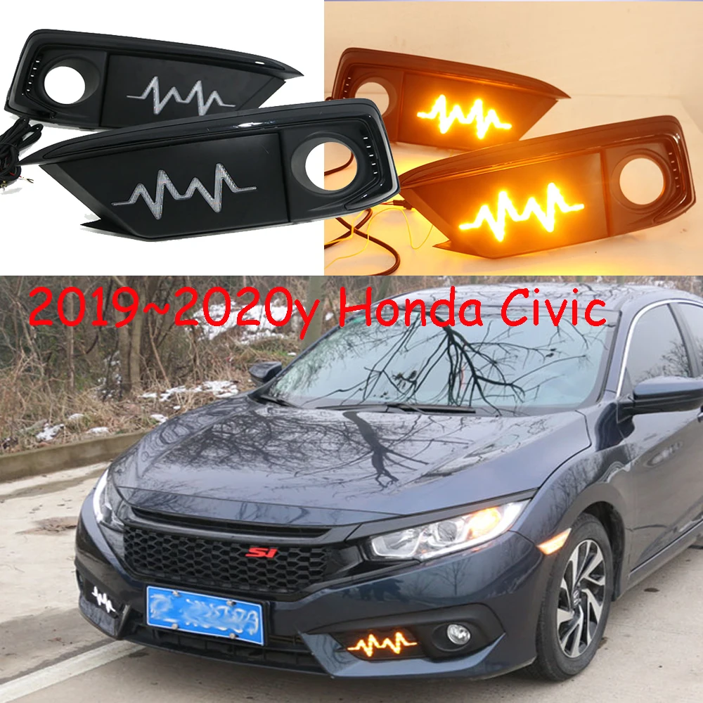 car accessories bumper headlight for Honda Civic daytime light 2019~2020y LED for Honda headlamp Fog light