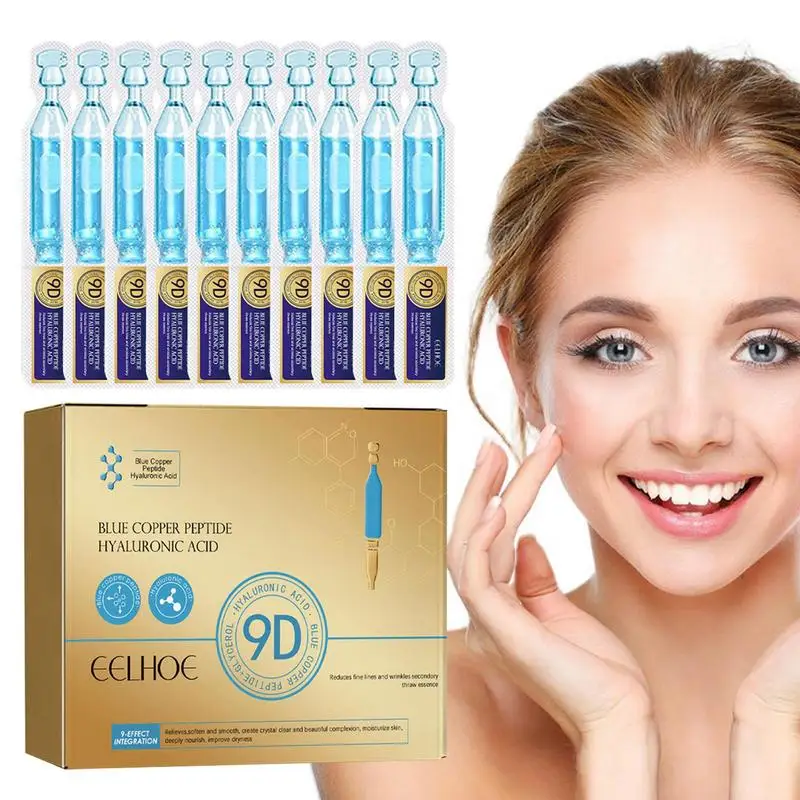 

10Pcs 1.5ml Hyaluronic Acid Essence Copper Peptides Essence for Face Hyaluronic Acid Essence Gold Facial Essence Hydrating