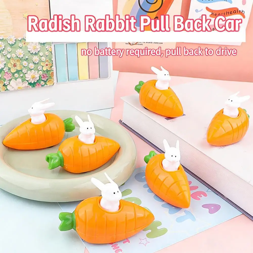 

Игрушка-машинка с мультяшным кроликом, откатывающаяся назад, милый кролик и морковь, детские игрушки, подарки для мальчиков и девочек, для детских игр