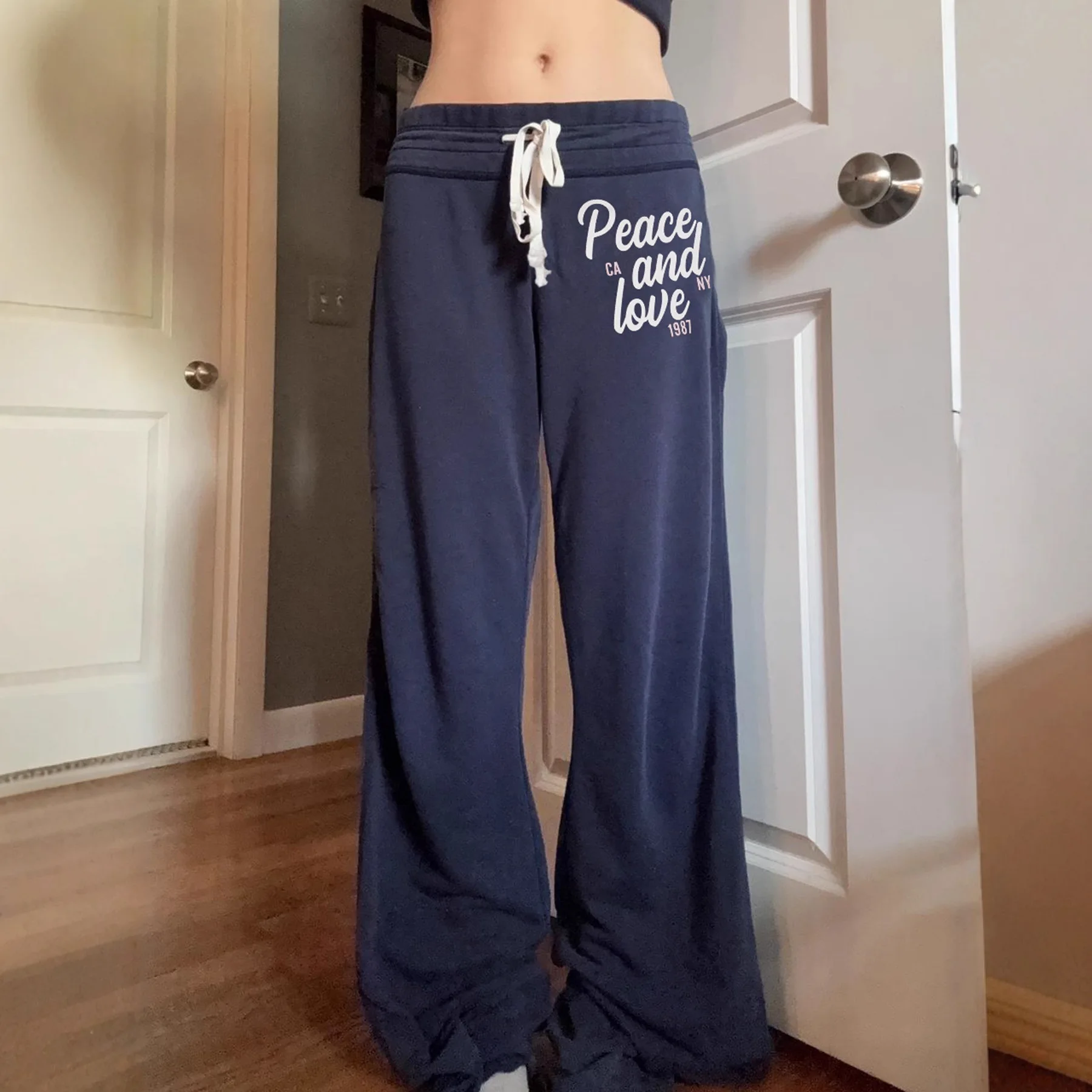 

Брюки Y2K с широкими штанинами на шнурке, европейско-американский стиль, свободные, повседневные, универсальные, облегающие, удобные