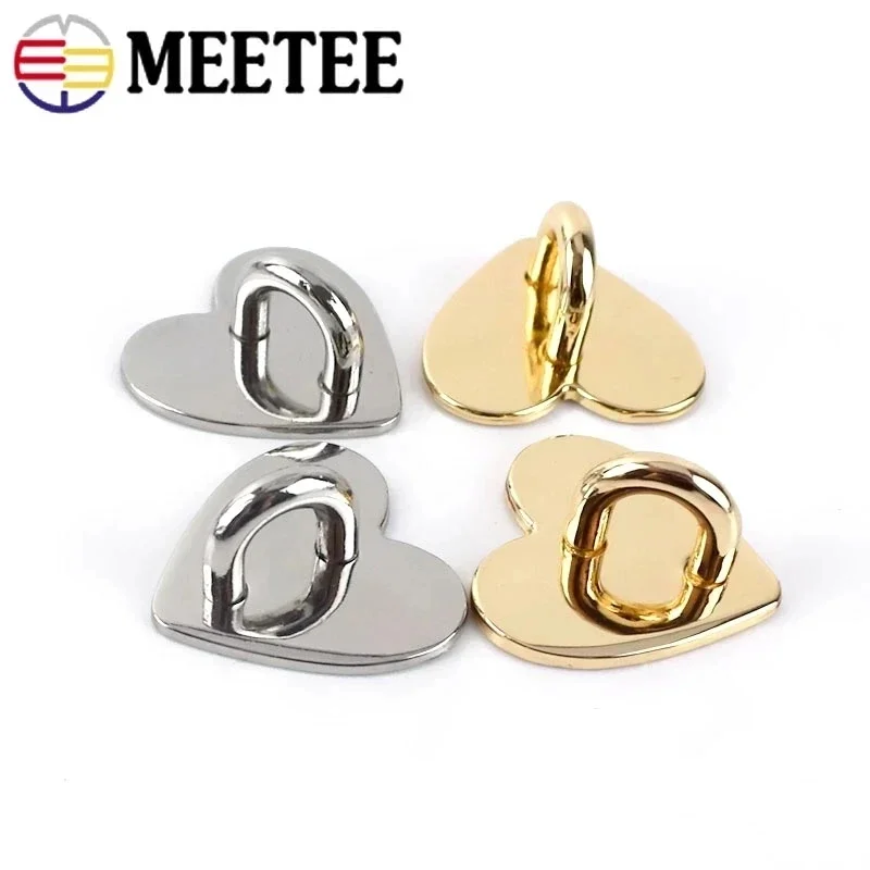 10/20Pcs Meetee Metal Heart D Ring Buckle Bag Side Clip Buckles Non-detachable Hook Clasp DIY Hardware Decoration Accessories