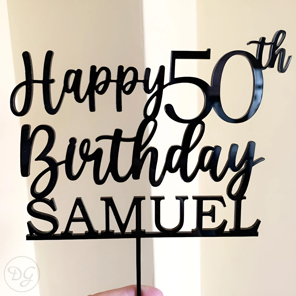 Topper de bolo de aniversário personalizado, topper de bolo de aniversário personalizado, topper de bolo de feliz aniversário, acrílico