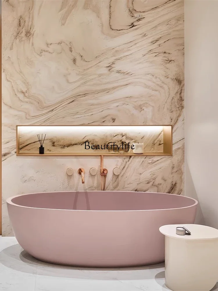 

Pink matte full body freestanding couple adult home hotel homestay bathtub bathtub