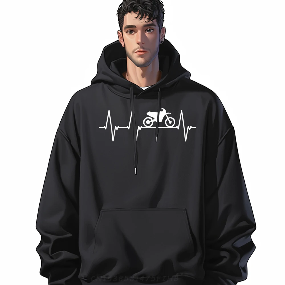 

Motocross Motorcycle Heartbeat Ecg Biker Camisas Basicas Hombre Comfortable Hoodie Man Sweatshirts