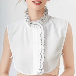 Women Sweet Ruffles Stand False Fake Collar Female White Button Down Half-shirt Lace False Collar Girls Detachable Collar