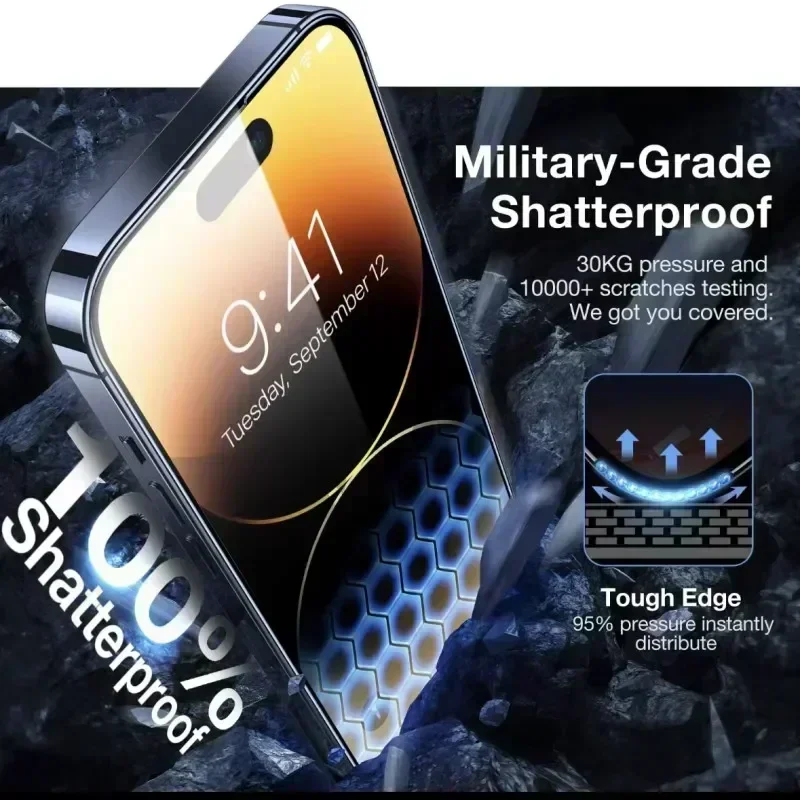 아이폰 15, 11, X, XR, XS 맥스, 6, 7, 8 플러스, 화면 보호대, 100D 풀 커버 보호 유리, 아이폰 13, 12 미니, 14 프로 유리, 2 개