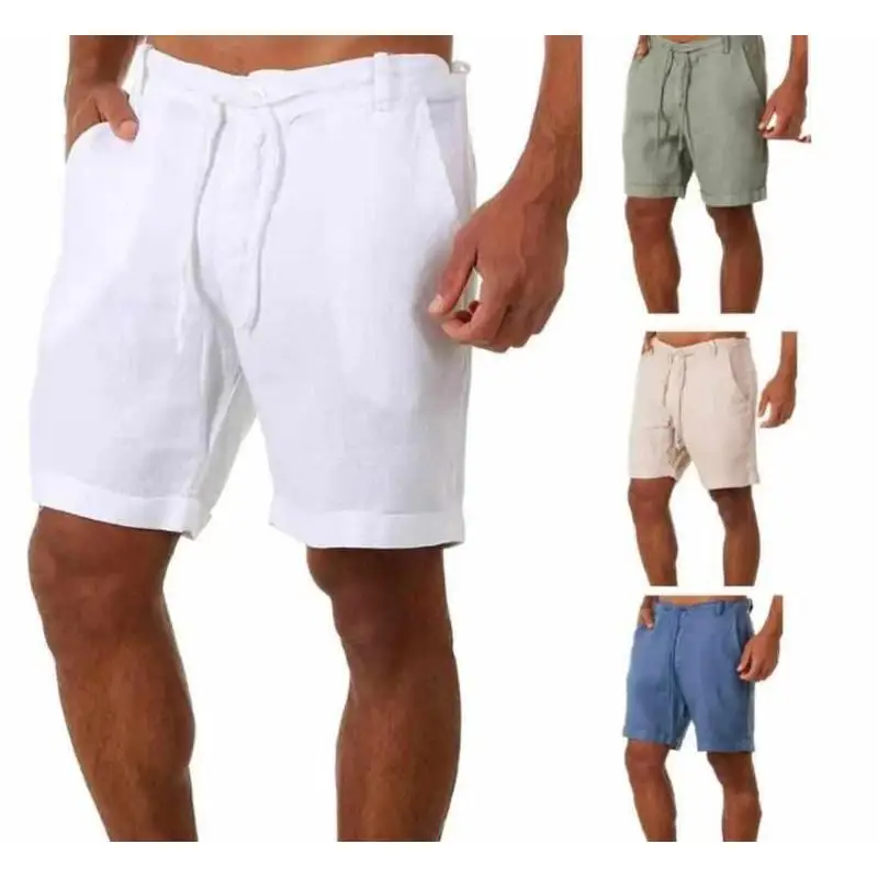 

Мужские повседневные хлопковые льняные летние спортивные брюки, однотонные брюки для отдыха, молодежные витали, прямые брюки на молнии