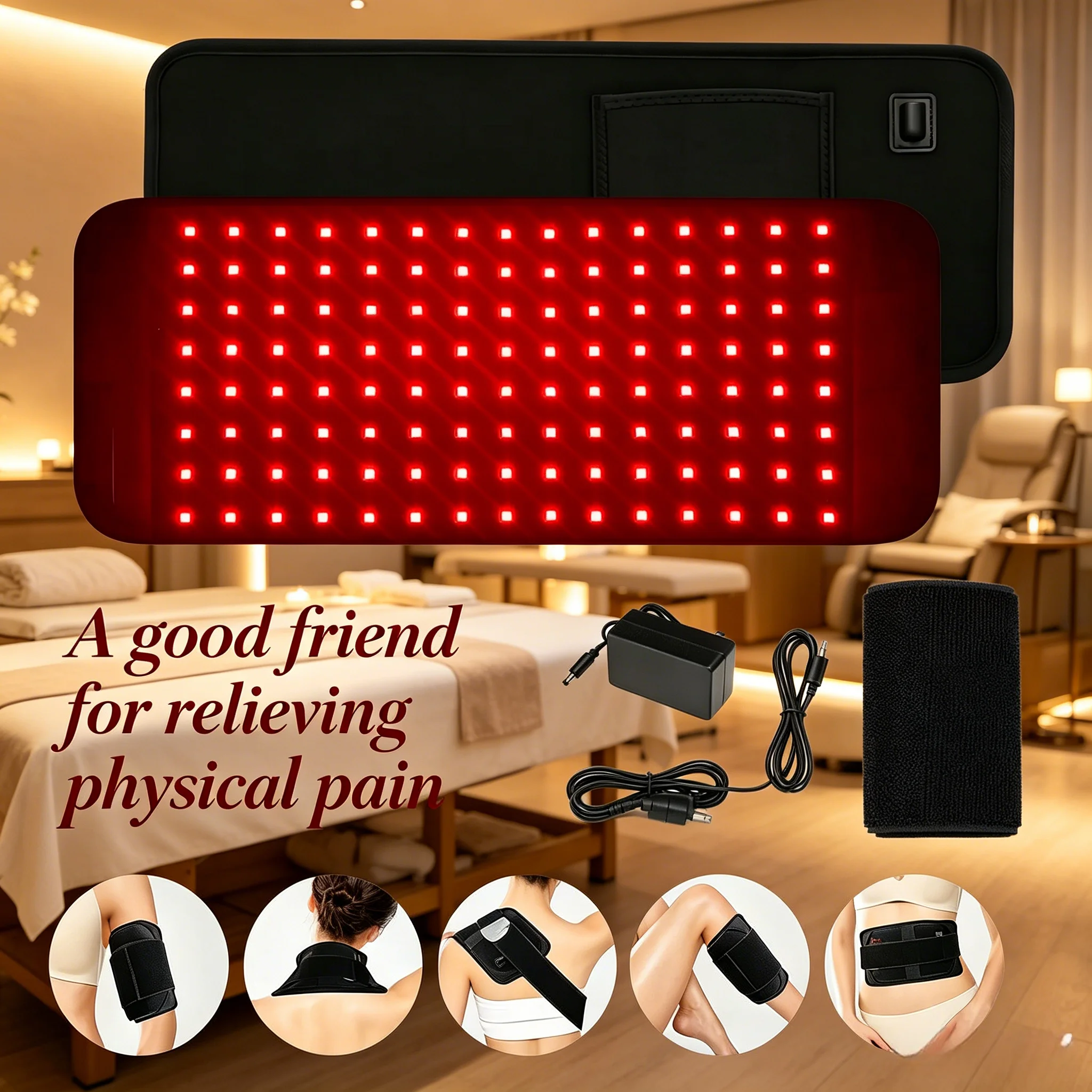 

Portable Red Infrared LED Therapy Pad 660nm 850nm Home Beauty Heating Pad for Face Body Back Knee Hands Feet Relief