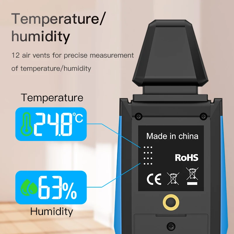 Rechargeable EMF Meter Electromagnetic Field Radiation Detector 30Mhz~8GHz High Frequency Radiometer Tester Hygrometer Thermomet