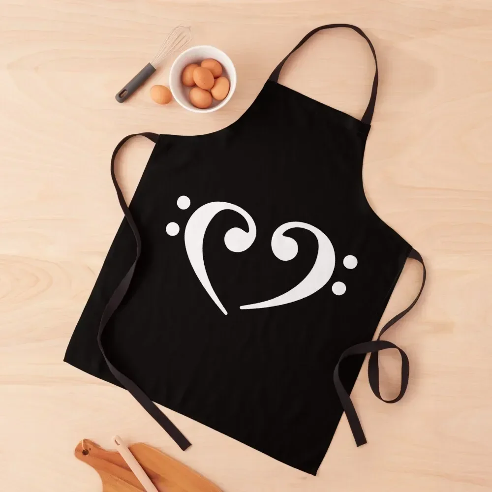 HEART BASS CLEF LEFT TO THE RIGHT WHITE DESIGN Apron For Kitchen For Women Children'S Barber Apron