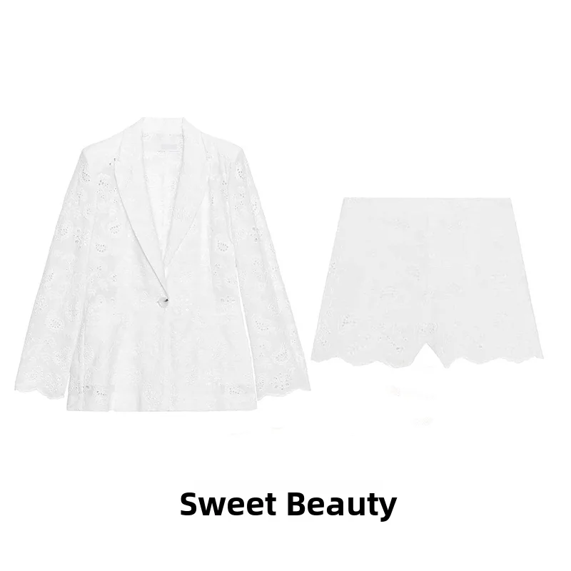 Casual Embroidered Shoulder Pad Long Sleeve Suit Jacket Women's Fashion Spring Collection Regular Length One Button Closure