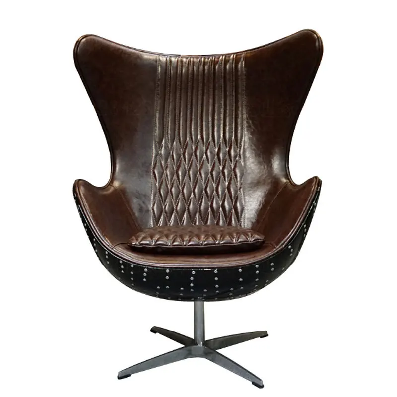 Rotating accent chair metal Italian design office modern velvet or leather living room furniture pilot armchair