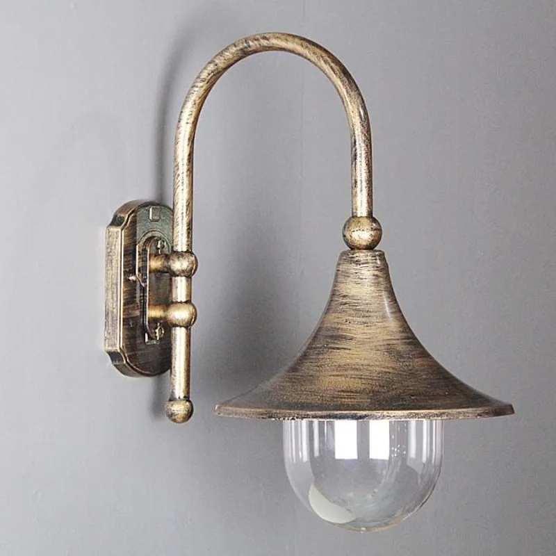 European Classic Metal Glass Waterproof LED Wall Light Outdoor Balcony Garden Entryway Home Decor Novelty New Ambient Lamp view 3