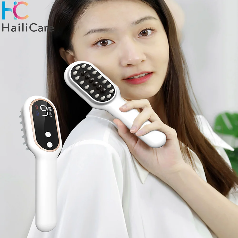 

Electric Massage Comb For Hair Growth Professional Scalp Applicator Head Massager Red Blue Light Therapy Vibration Hair Brush