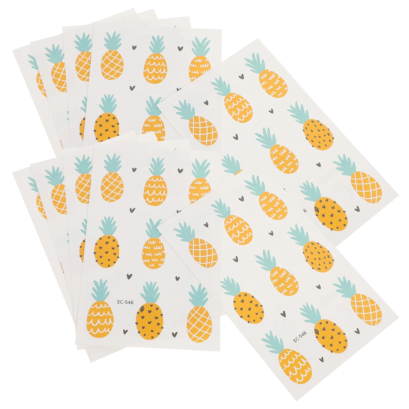 

10PCS Waterproof Tattoo Stickers Cute Pineapple Body Art Kids Fruit Cartoon Decorative Long Lasting Easy to Apply Remove
