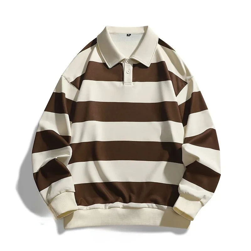 

Men's Spring Autumn Striped Long Sve irt Thiened Wide Fit Basic Sle Faionable Casual Wear for All Seasons