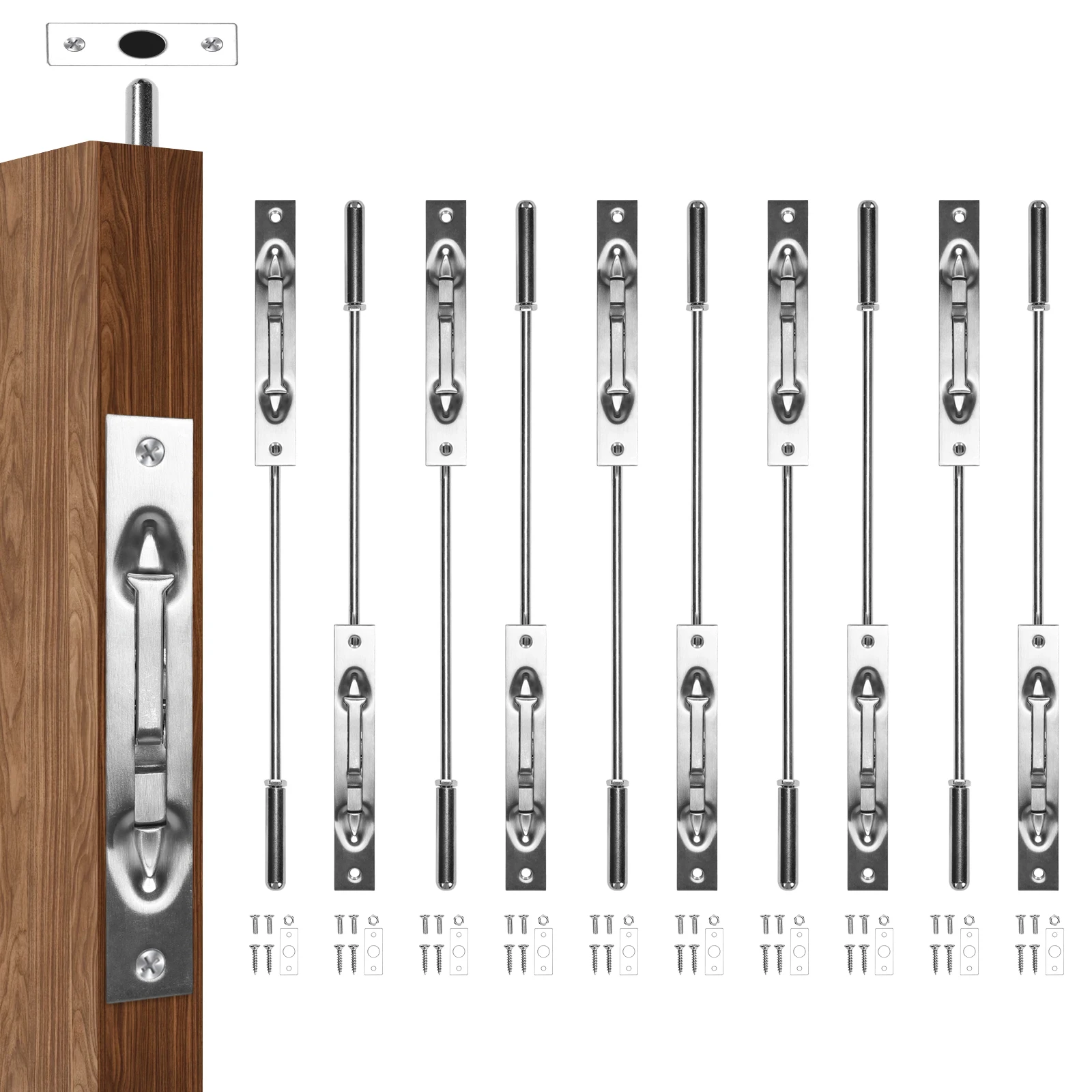 

10 комплектов врезных защелок с рычажным механизмом, 16,54 дюйма, удлиненный врезной болт из цельной нержавеющей стали для металлических и алюминиевых дверей