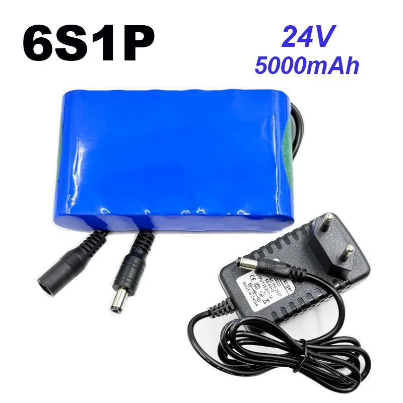 

6S1P Portable New high-capacity 24V 5Ah 18650 rechargeable battery lithium-ion DC25.2V 5000mAh monitor camera toy car+charger