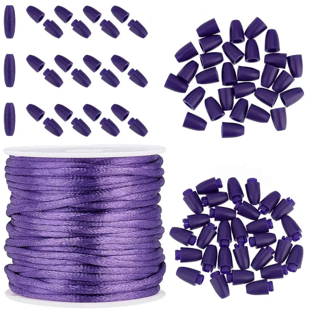 Break Away Clasp Buckle 30 Set Purple 24mm Breakaway Safety Clasps Plastic Barrel Connectors with Nylon String Cords making kit