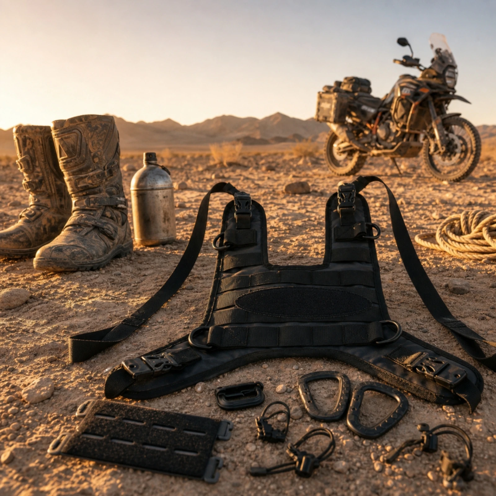 Motorcycle Tank Vest Harness Modular Motorcycle Tank Harness with D-Rings Heavy-Duty Sturdy for Motorcyclists 4