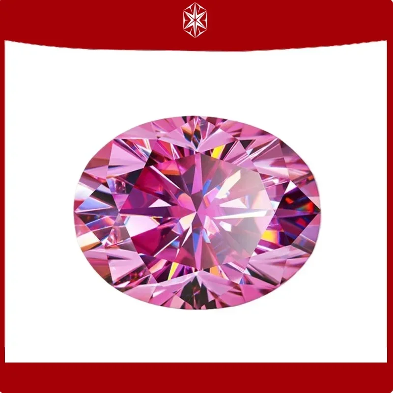 

Moissanite Stone Oval Cut Pink Color Color Lab Created Gemstone Diamond Jewelry Making Materials with GRA Certificate