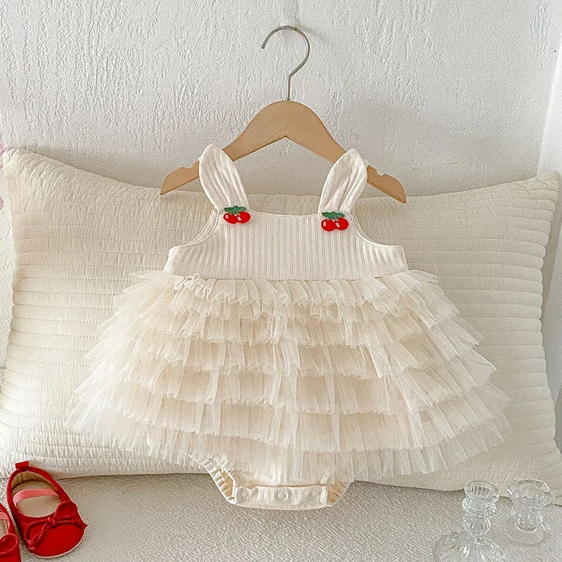 

Новый летний комбинезон для малышей 2026 года, без рукавов, из хлопка с сетчатыми вставками, для девочек, 0-24 месяца, одежда для девочек