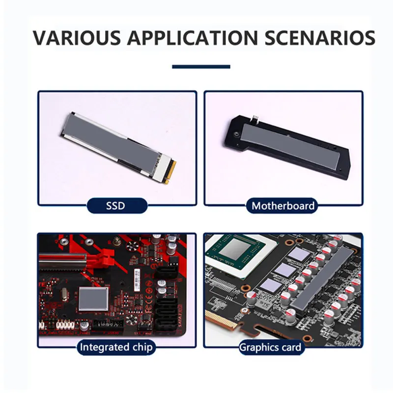 Bantalan Termal 18W/MK Kinerja Tinggi Kualitas Tinggi 100x100Mm CPU Heatsink Kartu Grafis Chip Jembatan Memori Chipset Bantalan Termal