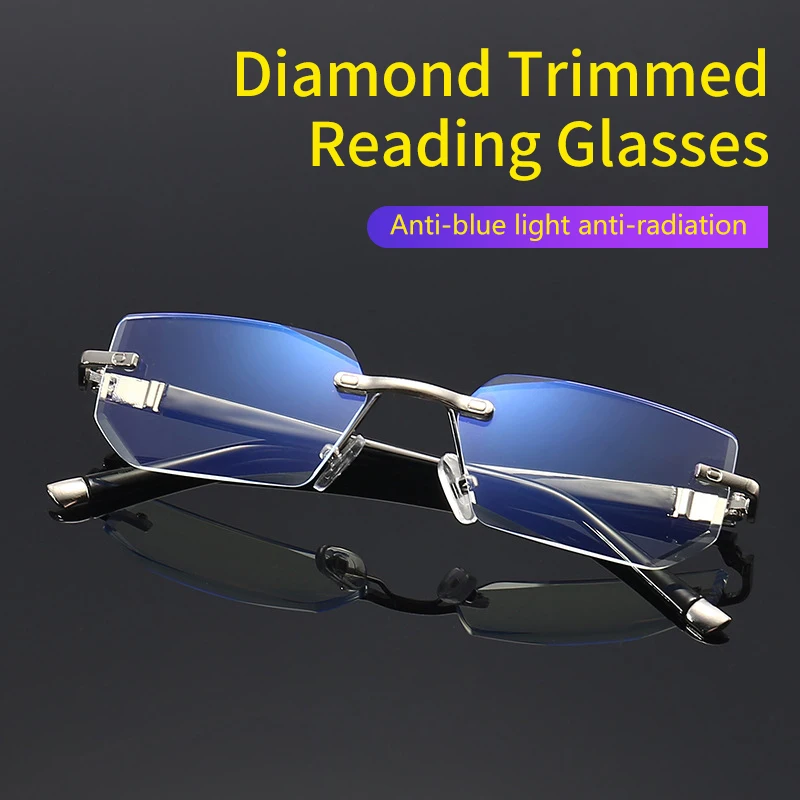 

+1.0To+4.0 Finished Frameless Reading Mirror Anti Blue Light and Anti Fatigue Presbyopic Glasses Neutral Resin Glasses