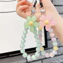 Macaron Color Cell Phone Charm Lanyard Strap Chain Mobile Phone Case Pendant Car Keychain Woman Girl Bag Camera For Airpods U8I7