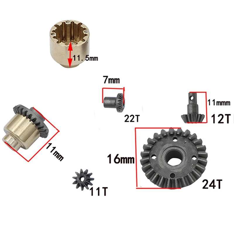 For FMS FCX24 Metal Front Rear Axle Differential Diff Gear 1/24 RC Car Upgrades Parts Accessories