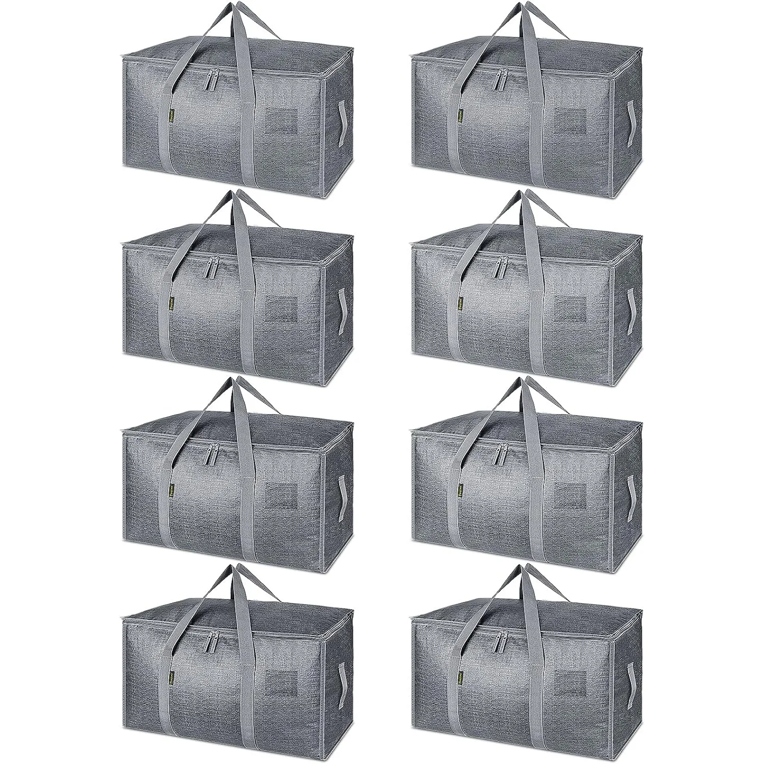 

8-Pack Oversized Moving Bags with Reinforced Handles, Heavy-Duty Storage Tote for Clothes, Moving Supplies (Winter Grey, 8-Pack)