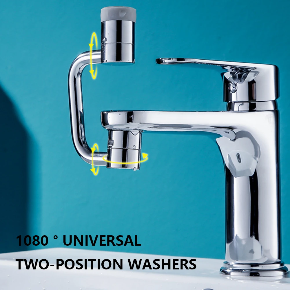 Extensor de grifo giratorio 1080, extensión de grifo de cocina Universal, extensión de filtro contra salpicaduras de 2 modos, acero inoxidable multifuncional